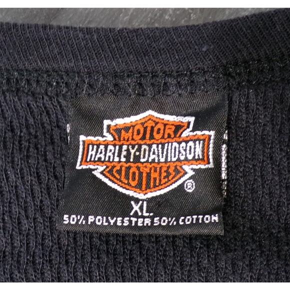 Vtg 1992 Harley Davidson Thermal Shirt XL Black red gold Eagle USA Holoubek Utah - Picture 3 of 12
